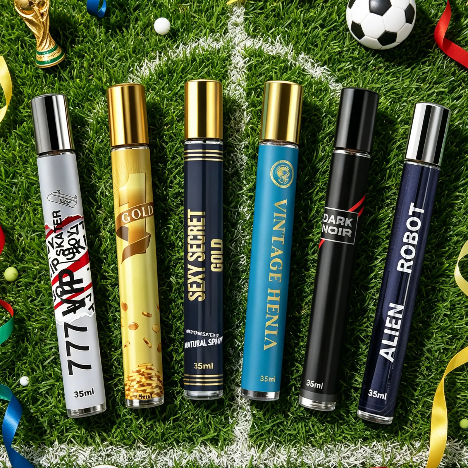 6 Pack Men's Portable Perfume | 6 PACK Total：7.1 OZ / 210 ML | 35ML Each | 6 Scents: Citrus/Woody/Marine/Fougere/Leather/Spicy | Compact & Portable, Different Scent Every Day, Perfect for Commute & Dates, Gift for Him