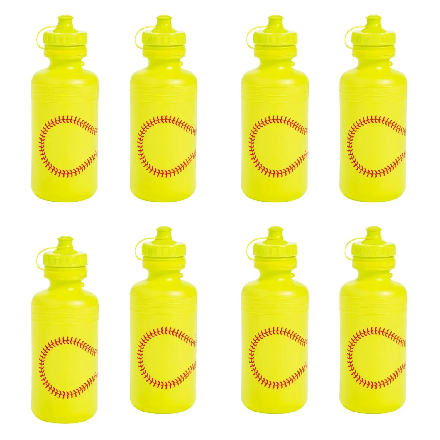 BPA-Free Durable Plastic Softball Water Bottles (18 oz) - Bulk 60-Ct Set with Attached Cap, Ideal for Team Gifts, Tournaments, On-the-Go Sipping