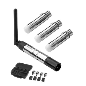 VEVOR DMX Wireless Receiver, 3 Receivers & 1 Transmitter, 2.4G ISM Band, 656 ft Transmission Range, with Bag and Adapter, Wireless Stage Lighting Control, for LED Stage Party DJ Bar Lighting, Silver