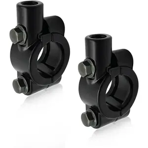 2 PCS Motorcycle Handlebar Mirror Mount Holder, Aluminum 7/8" Mirror Thread Mount Clamp, Handlebar Rearview Mirror Adapter for ATV Scooter, Universal Motorcycle Accessories (10mm Black)