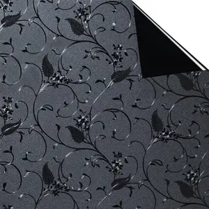 Total Blackout Window Film, 100% Light Blocking, Privacy Glass Door Film, Etched Flowers, Room Darkening, No Glue, Anti UV, High Privacy, Window Privacy Films