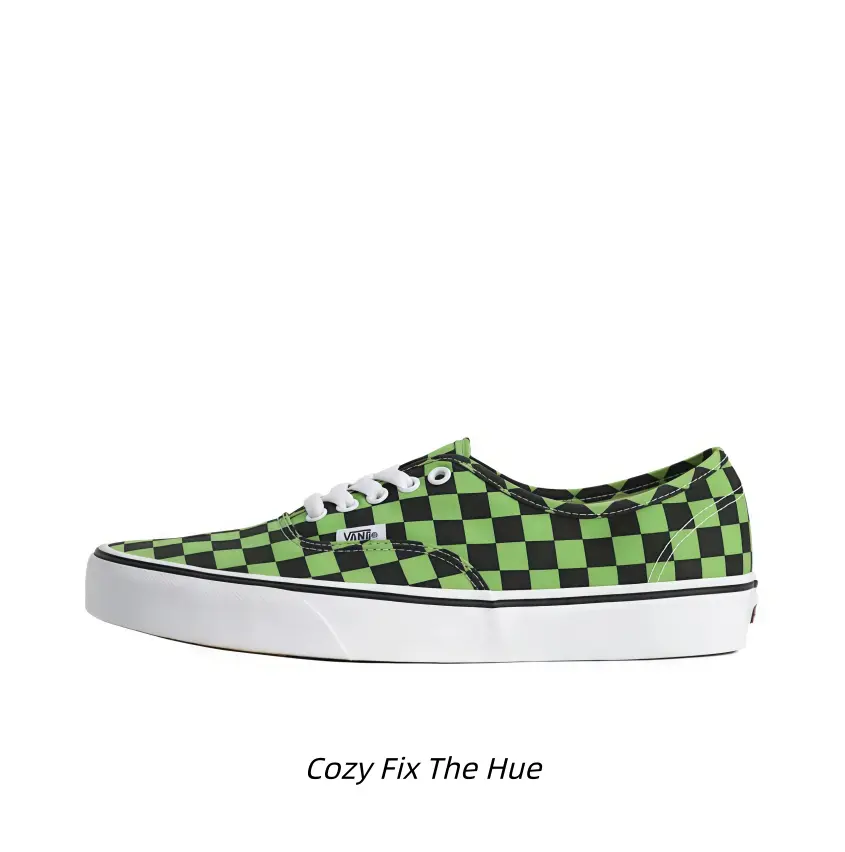 Green Black Checkerboard Low Top Lace-up Canvas Sneakers White Sole Casual Skate Shoes for Daily Commute Campus Street Outfits