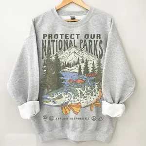 90s National Parks Unisex Sweatshirt Granola Girl Shirt Respect the Local Wildlife Pullover Hiking Camping Clothes Wanderlust Shirt