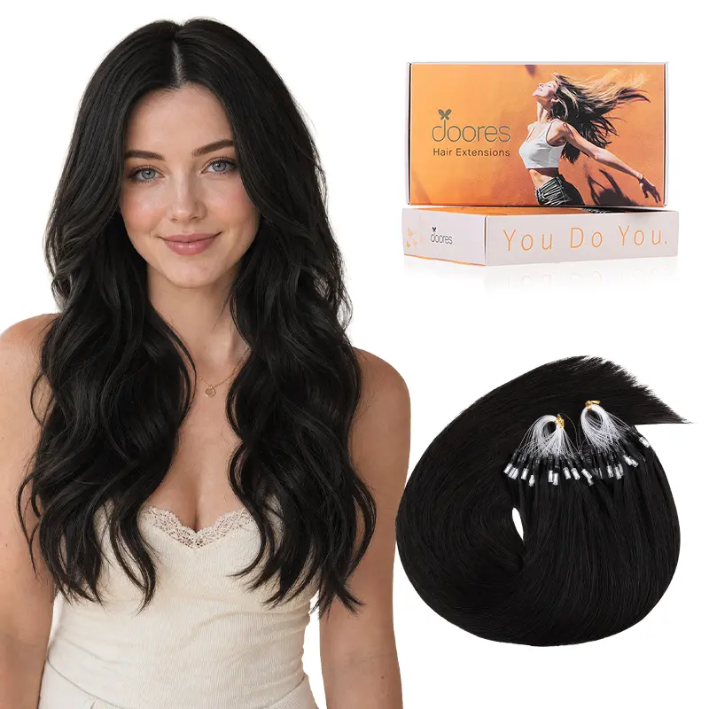 Doores Micro Link EasyFit Hair Extensions 16-24inch 100% Human Hair Invisible Straight for Daily Use & Easy to Comb#tiktokshopbacktoschool