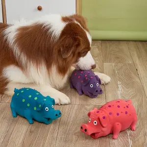 Natural Latex Squeaky Pig Dog Toy, Polka Dot Bristle Design, Suitable for Small Medium Large Dogs, Indoor Outdoor Play, 1 Piece