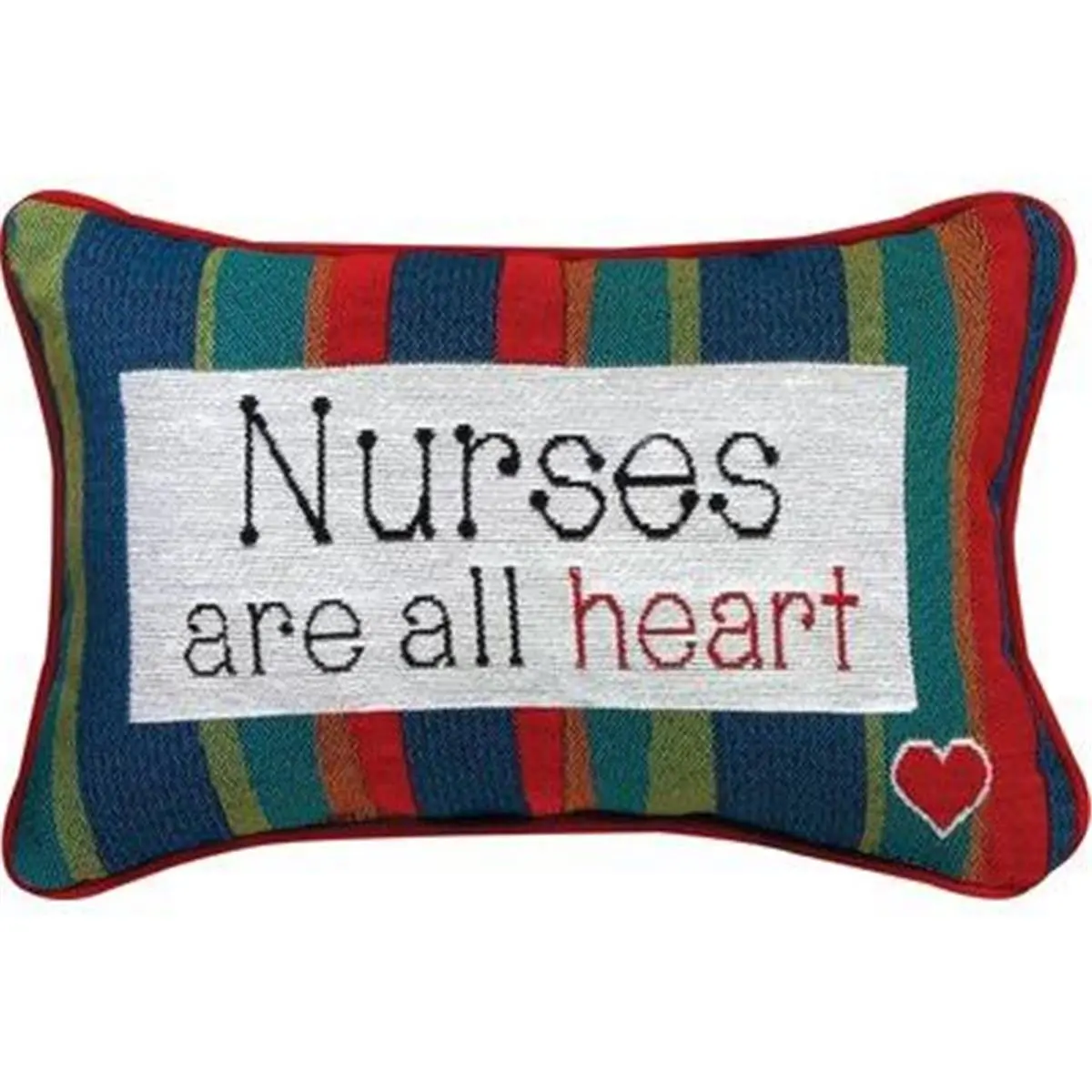 Manual Woodworkers & Weavers TWNRAH Large Heart & Bold Lettering Lumbar Pillow, 12.5x8.5 in, Nurses All Heart Word Design, Large Heart And Bold Lettering Lumbar Pillows
