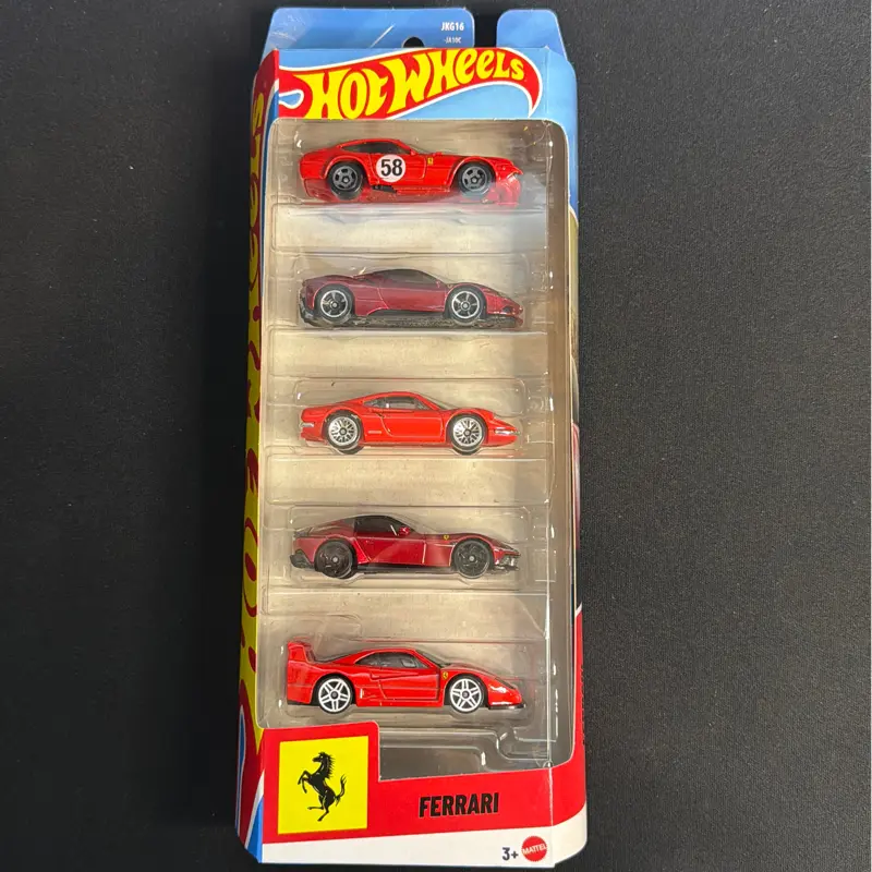 Hot Wheels Ferrari Series Gift Pack - 5 Cars - Collectible Model Cars - Perfect for Enthusiasts - Ideal Gift for Car Lovers