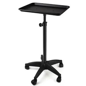 Aluminum Tattoo Rolling Tray with Wheels - Adjustable Height Salon Cart for Hair Stylist Medical Dental Tray