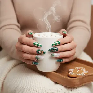 U1 Nails Cookie Run Handmade Press-On Nails High-Quality Gingerbread Man Theme for Quick Stylish Nail Changes Ode to the Gingerbread Man Design, Quick Change, Easy Apply