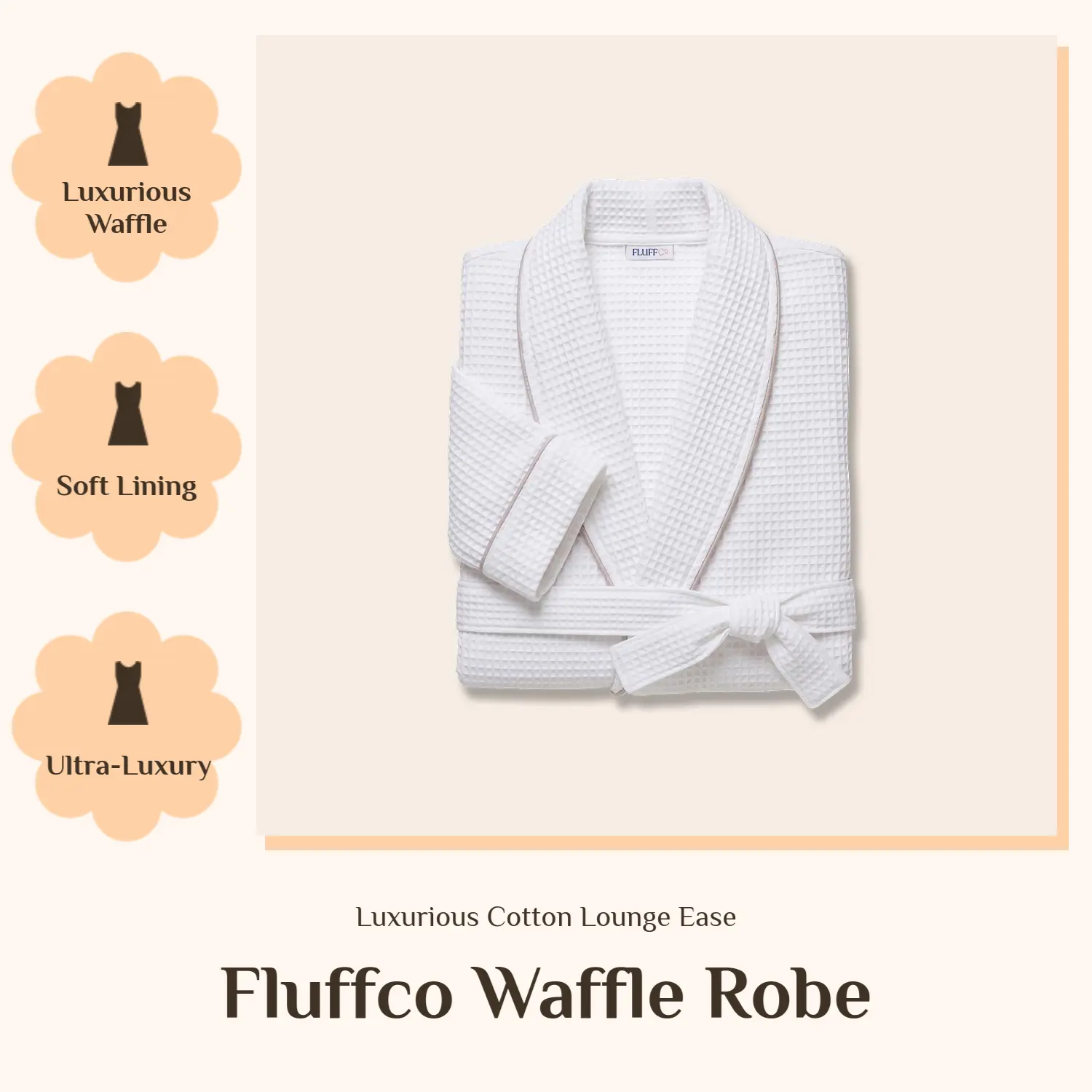 Hotel Waffle Robe by FluffCo | 100% Cotton Everyday Soft and Comfortable Loungewear Nightwear Spa Robe Long Sleeve