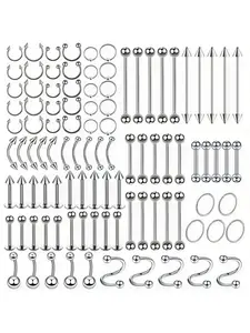 100pcs Piercing Kit Body Jewelry Set, Includes 14g 16g 20g Nose Rings & More, Durable Stainless Steel Material, Perfect for Multiple Styles, Nose Piercings Kit