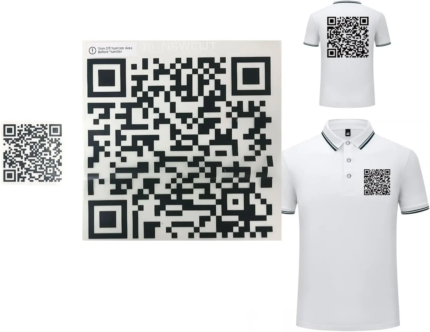 Iron-On QR Code Heat Transfer Vinyl for T-Shirts, Hoodies, Tote Bags– DIY Wearable Art QR Code Sign for Review, Social Media sign– Editable URL, Link to Any Page
