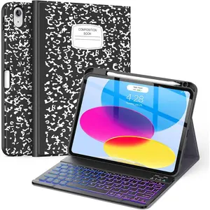 Keyboard Case for iPad (A16) 11th/10th Generation 11&10.9 Inch with Pencil Holder,7 Colors Backlit  Detachable Folio Keyboard Cover for iPad 11th/10th Gen 2025/2022-Notebook