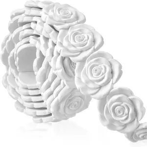 Rose Flexible Crown Molding Trim PVC Floral Decorative Wall Ceiling Door Window Frame Furniture 78.74 x 2.13 x 0.28 in White DIY  Wedding Backdrop