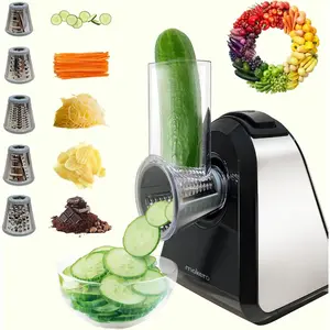 5 in 1 Electric Cheese Grater, Salad Shooter Maker For Block Cheese, Home Kitchen Electric Food Slicer, Shredder, Chopper, Automatic Grater For Vegetables, Cucumber, Carrots, Cabbage, Nuts