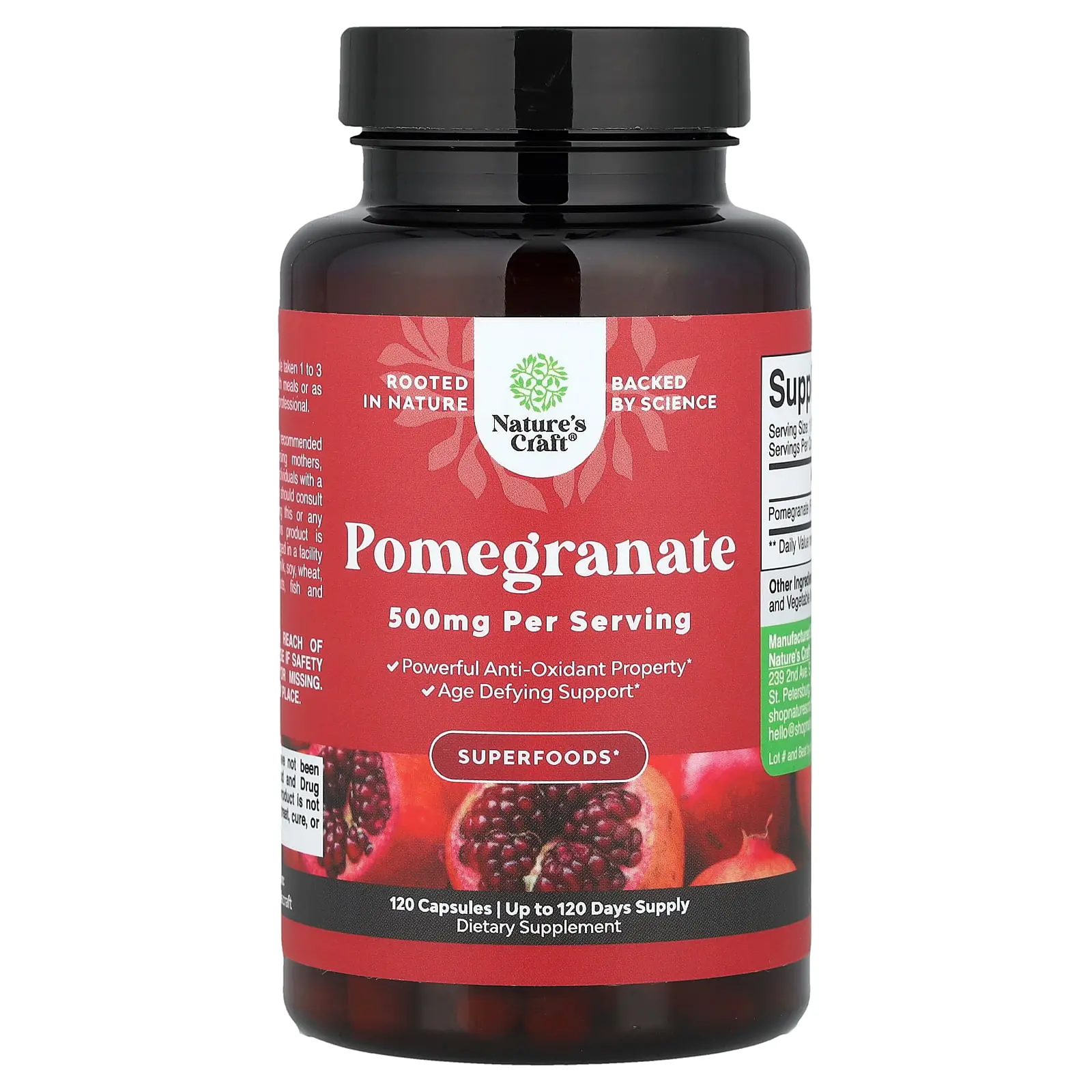 Nature's Craft Pomegranate, 500 mg, 120 Capsules