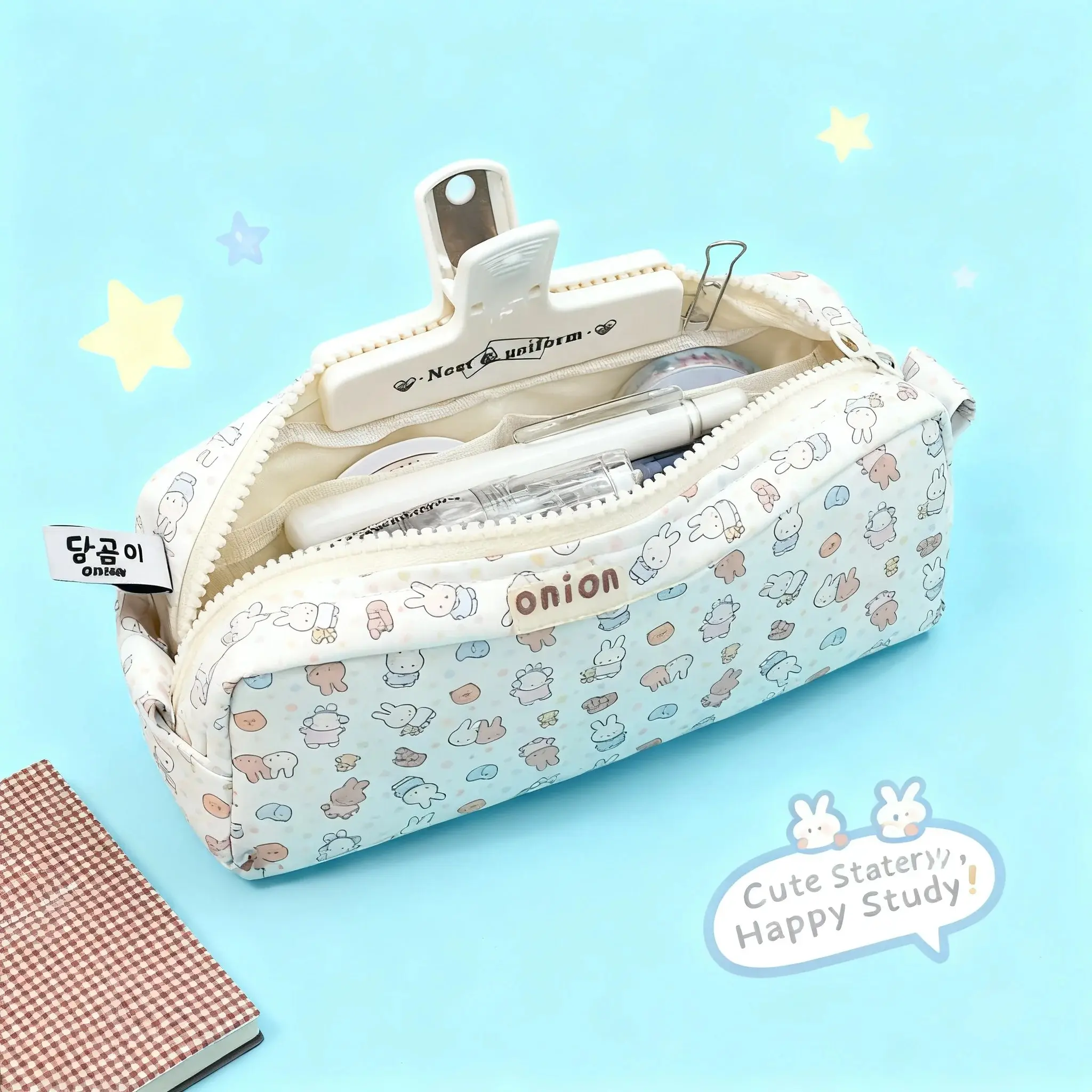 Kawaii Miffy Cute Cartoon Rabbit Printing Pencil Box High Capacity Portable Stationery Storage Bag New Arrival Girl Gift Ins