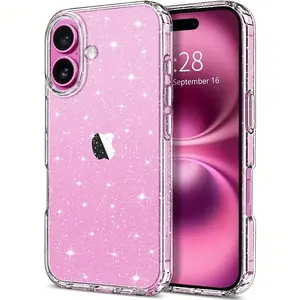 Glitter iPhone 17 Pro Max,16 plus,15,14,13,12,11,  Smartphone Case, 1 Count Glitter Sparkly Shiny Bling Cute Cover, Anti-scratch Soft TPU Thin Slim Shockproof Protective Phone Case Accessories for Women Girls, Casing