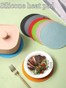 3-Pack Silicone Heat Resistant Placemats - Round Non-Slip Pot Holder Mats For Kitchen Countertops & Dining Tables, Multi-Purpose Hot Pad Trivets For Hot Dishes, Outdoor Picnics & BBQ Use