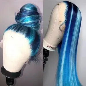 Electric Blue Long Straight Synthetic Lace Front Wig – 13x4 Glueless Ready-to-Wear