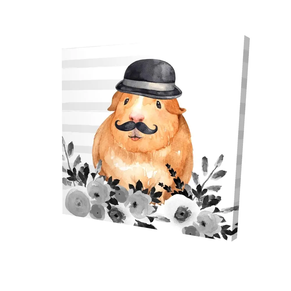 Begin Home Decor 2080-2424-CH6 24 x 24 in. Brown Bedroom Canvas - Guinea Pig Detective Wall Art Decor