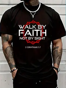 100% Cotton Tee 100% Cotton Jesus Walk By Faith Christian T-Shirt Round Neck Short Sleeve T-Shirt Women's Men's Graphic Tee Women's Men Graphic Tee Statement Neck Short-Sleeved T-Shirt Breathable T-Shirt with Look