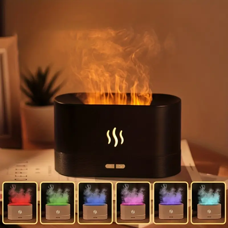 【Black Friday Deal】Colorful LED Flame Aroma Diffuser Bedroom Table Atmosphere Decorative Lamp Creative Humidifier Light For Living Room Office USB5V P