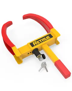 RETRUE Heavy-Duty Anti-Theft Trailer Wheel Lock Clamp, Tool-Free Adjustable Size 7-11 in Tire Security Tool, High-Visibility Yellow & Red Steel for Cars, Trailers