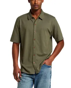 Cotton Twill Short Sleeve Shirt in Grape Leaf