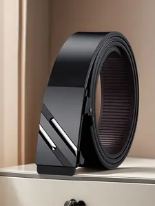 Men's Leather Belt Automatic Buckle, Business Casual Durable Waistband, Trendy Fashionable New Design, All Seasons Wear, Stylish Belts, Belt With Buckle