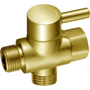 Brass Shower Arm Diverter for Handheld Shower and Fixed Head, G 1/2 Three-Way Universal Bathroom Shower System Replacement Part (Brushed Gold)