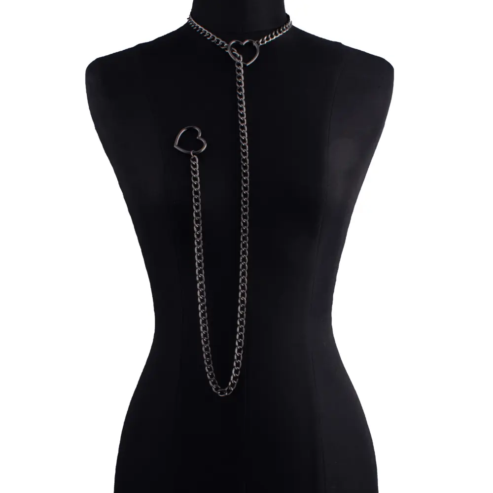 TOP-FASHION - Heart Slip Chain Necklace For Women Fashion Punk Rock Goth Choker Jewelry Accessories