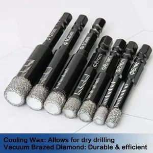 Diamond Coated Drill Bit Set, Hex Shank, Professional Tool for Tile Marble Granite Ceramic Glass, 6-16mm Sizes Available