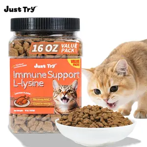 Just Try 16 oz Lysine Cat Treats - Lactoferrin Lysine for Cats Kittens to Support Immune - Cat Allergy Relief - Sneezing, Runny Nose, Watery Eyes -Training Treats