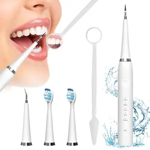 2-in-1 Electric Teeth Cleaner with 3 Cleaning Heads, IPX6 Waterproof Dental Scaler & Tartar Remover, USB Rechargeable Toothbrush for Adults