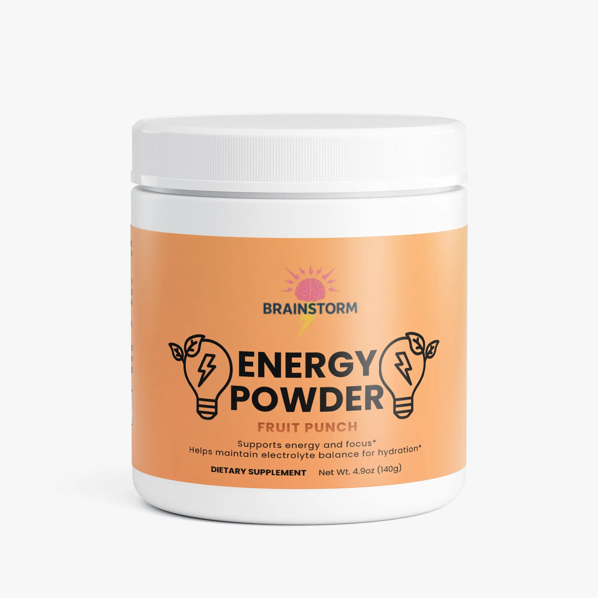 Natural Brainstorm Energy Powder Fruit Punch - Clean, Sugar-Free Mix with Caffeine & L-Theanine for Sustained Focus & Performance - Sports Energy Beverage