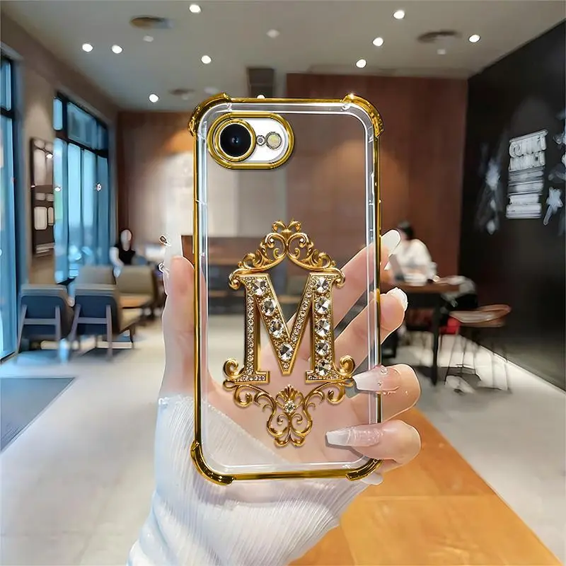 Suitable for [iPhone 16e] high-end phone case🥰，Features a premium-look printed design—not actual 3D diamond studs，Choose from any of the 26 letters. YM99