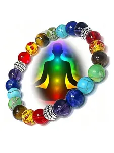 Top Chakra Energy Healing Bracelet with Turquoise Yoga Balance Beads, 7 Chakra Healing Stones, Ideal Spiritual Gift for Parties