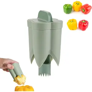 Pepper Seed Corer Remover 2025 Upgraded 2-in-1 Bell Pepper Cutter & Deseeder Effortlessly Streamline Your Kitchen Prep for Faster More Efficient & Hassle-Free Meal Prep 1 Green Plastic Kitchen Hack for Bell and Chili Peppers