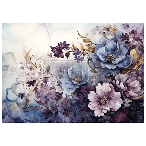 Redesign With Prima A1 Decoupage Fiber Paper - Serene Shadows, Decoupage Use, Painterly Look, Printed Surface, Single Sheet, Sturdy Paper, SKU 655350669119