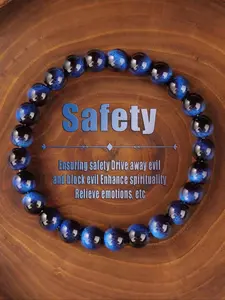 Natural Crystal Blue Tiger Eye Bracelet Beads, Enhances Spiritual Energy, Reduces Emotional Stress, Safe Protection Jewelry Gift for Friends