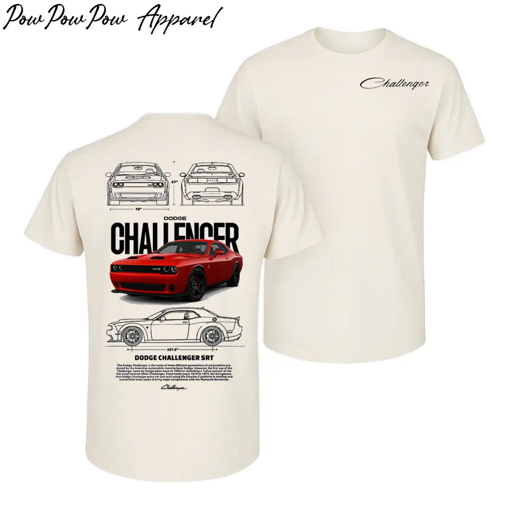 Dodge Challenger SRT T-Shirt – Classic Muscle Car Graphic Tee, Mopar Streetwear Top Menswear Gift for Car Enthusiasts & Fans