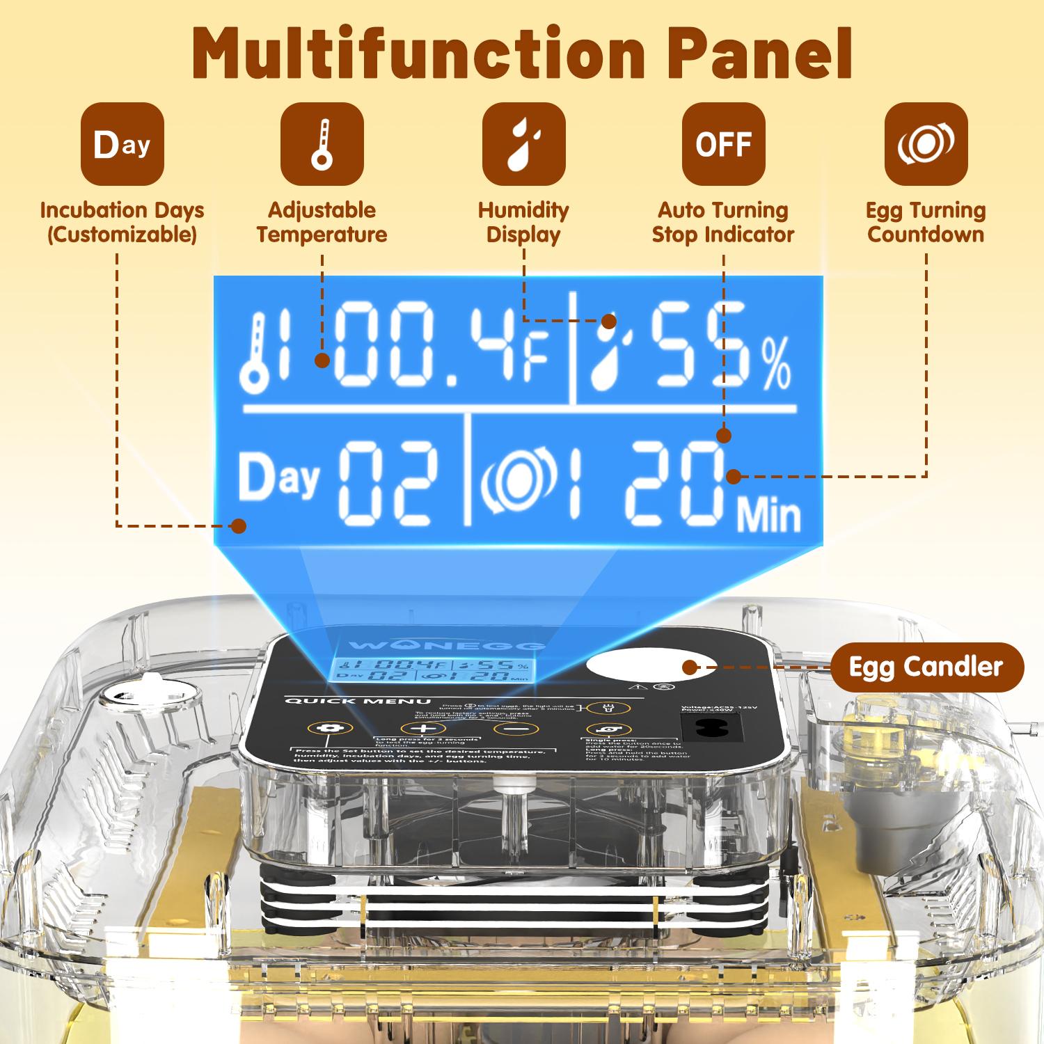 12 Egg Incubator for Hatching Eggs, Egg Incubators with Automatic Egg Turning, Temperature and Humidity Control, Egg Candler, Automatic Water Bottle Refill, Incubator for Chicken, Ducks, Goose