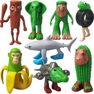 8PCS Tung Tung Tung Sahur Italian Brainrot Meme Shark Figures Toys, Collectible Animals Figurine Doll Gifts for Fans