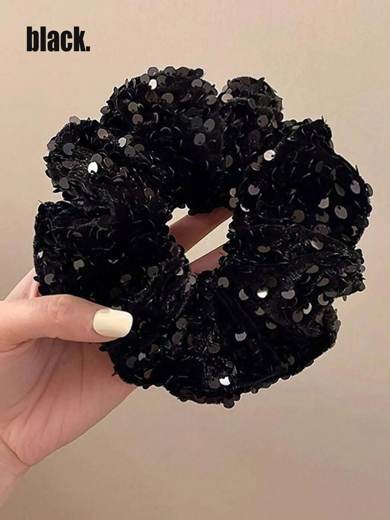 1pc Slouchy Style Sparkling Oversized Scrunchie With Glitter For High-End Look Party Scrunchies Hair Ties Scrunchy Hair Ties Ponytail Head Accessories Elastic Band Beauty Home Hair Accessories Hair Rubber Bands