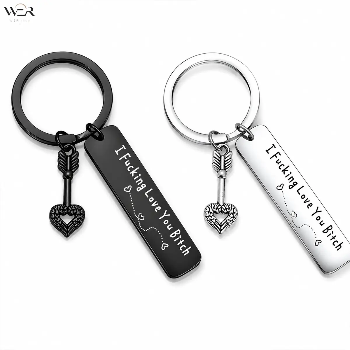 I Fucking Love You Bitch Keychain Couples Engraved Keychain Romantic Keychain Swear Word Keychain Funny Gift for Him Her Anniversary Keychain
