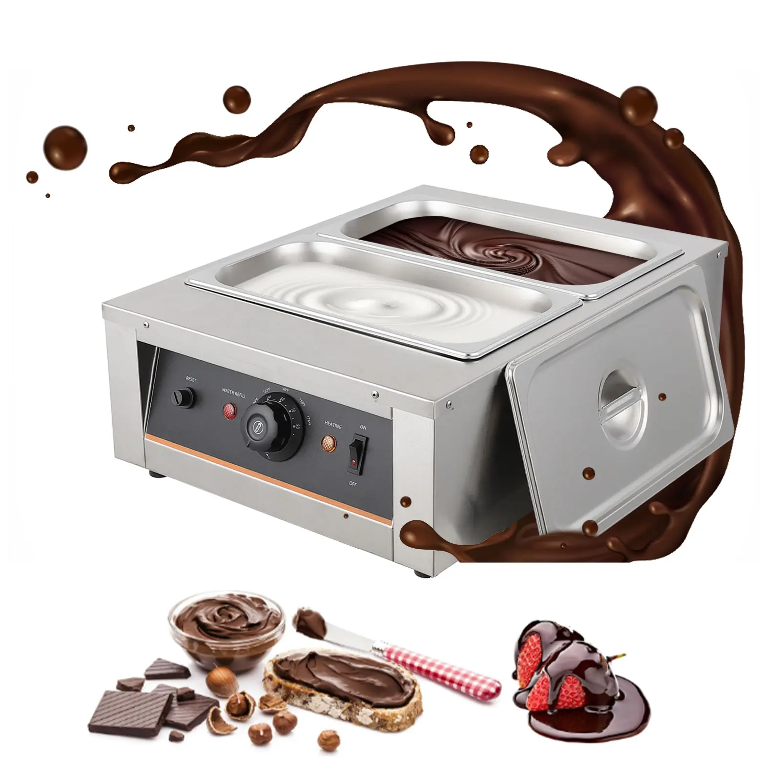Commercial Chocolate Tempering Machine - 800W/1500W Stainless Steel Electric Food Melter & Warmer, 2/3 Tanks, Up to 12.36QT For Chocolate, Milk, Cream, Candy