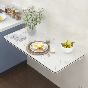 Folding Wall Desk, 24" Wall-Mounted Space-Saving Table, MDF and Metal Bracket, 66 lbs Load Capacity, Foldable Workstation for Home Office, Kitchen