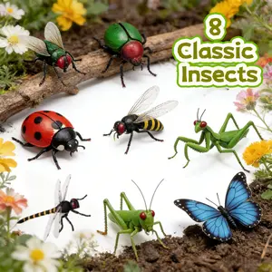 8 Piece Kids Realistic Insect 3D Animal Shape Puzzle Toy Set, Shape Recognition Puzzles, Educational Stem Learning Blocks for Boys & Girls, Natural Collection Enthusiasts