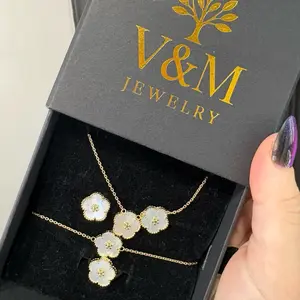 V&M Jewelry Set of 4 Pieces in Beautiful White Perla floral design Elegant gift for her